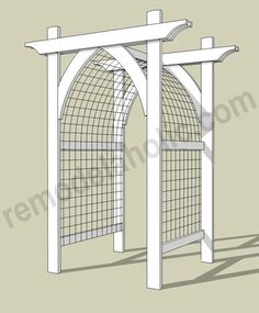 an architectural drawing of a pergolated arch with lattices on the top and bottom