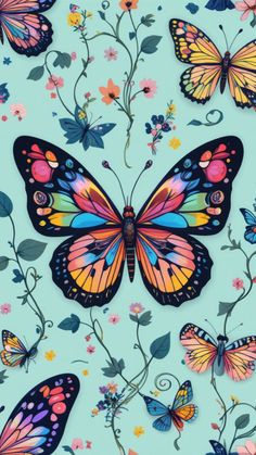 A playful butterfly design pattern with geometric shapes and bright hues, ideal for unique and fun illustration projects