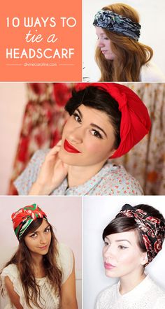 Use a headscarf for a bold statement, bad hair day, or just because! We gathered 10 cool ways to wear a headscarf here. #headscarf #hairaccessory #headband Headscarf Outfit, Wear A Scarf, Head Scarves, How To Wear A Scarf, Look Retro, Bandana Hairstyles, Hair Scarf, Hair Wraps, Bad Hair Day