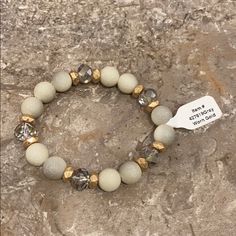 Beaded Stone Stretch Bracelet In Grey Make Bracelets With Beads, Beaded Gifts, Stretch Beaded Bracelets Diy, Beading Bracelets, Hope Diamond, Bead Woven Bracelet, Cameo Bracelet, Fall Bead, Semi Precious Stone Bracelet