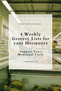 4 Weekly Grocery Lists for Each Phase of your Cycle. Cycle syncing is all about eating the right foods at the right time to support your body’s changing needs. To make this easy, I've put together a weekly grocery list for each phase of your cycle. Discover how to cycle sync your grocery shopping with this comprehensive guide.   Support your hormones. Menstrual Cycle Grocery List, Teas For Cycle Syncing, Foods For Your Cycle, How To Cycle Sync, Follicular Phase Grocery List, Menstrual Phase Grocery List, Eating For Your Cycle, Cycle Sinking, Cycle Syncing Foods