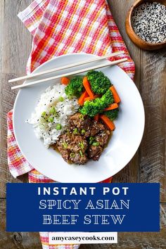 Need dinner in a hurry? This jalapeno spiced Asian beef stew is ready in no time at all. My recipe for Instant Pot Spicy Asian Beef Stew is a family favorite. This is an easy dinner recipe idea. Asian Beef Stew, Instant Pot Stew, Easy Beef Stew, Asian Beef, Easy Weeknight Dinner, Beef Stew Recipe