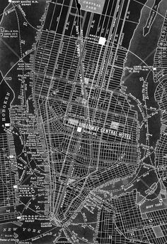 an old black and white map of the city of new york, with many streets