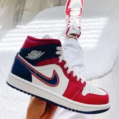 Nike Air Jordan 1 Mid Sneakers New With Box Nike Airmax 97, Black Huarache, Custom Painted Shoes, Mid Sneakers, Nike Air Pegasus, Nike Airforce 1, Shoes Nike Air, Nike Air Jordan 1 Mid, Purple Sneakers