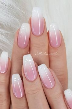 Unghie Nail Art, Pink Ombre Nails, Ombre Nail, Ombre Nail Designs, Nail Art Ombre, White Nail, Fancy Nails