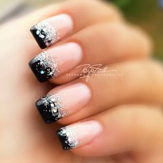 French Pedicure, Black Tips, Black Nail Designs, Acrylic Wedding, Pretty Nail Art, Nail Designs Glitter, Dipped Nails