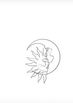 a line drawing of the sun and moon