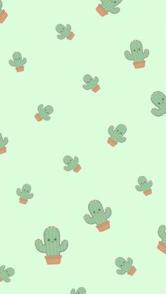 a green background with small cactuses on it