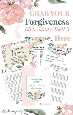 the bible study guide with pink flowers and green leaves