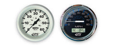 two different gauges are shown side by side on a white background, one is blue and the other is black