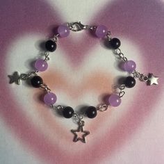 ✰ Emo Whismygoth Black and Purple Beaded Star... - Depop Purple And Black Bracelet, Emo Bracelets, Purple Beaded Bracelets, Beaded Star, Purple Accessories, Purple Bracelet, Black And Purple, Matching Jewelry, Sewing Design