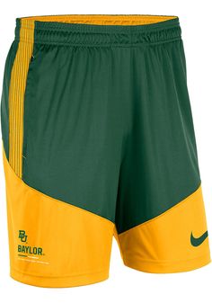 Hit the gym in these Baylor Bears Green DriFIT Knit Player Shorts! These Baylor Shorts are the perfect way for any Bears fan to show their pride at the gym or while playing sports with their friends. These Baylor Bears Shorts feature a heat seal of team sideline graphic with logo on right leg. Green Sports Bottoms For Sports Season, Green Cotton Training Bottoms, Green Cotton Bottoms For Training, Green Stretch Bottoms For Sports Events, Green Short Sports Pants, Collegiate Training Bottoms For Sports Season, Collegiate Moisture-wicking Bottoms For Training, Custom Sportswear, Baylor Bear