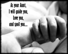 a black and white photo of a baby's hand with the words as your adult, i will guide you, love you, and spoil you