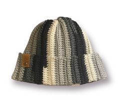 Made with 100% Acrylic Yarn This soft & warm crochet beanie is super durable, machine washable, and hypoallergenic. Perfect for everyday wear in cold weather! Each beanie is an "Adult One Size" and will fit most adult heads (20.5 in- 23.5 in)  Please keep in mind, striped beanies are uniquely made with multicolor yarn. No two hats will look exactly the same!  This beanie is pre-made and will be shipped 1-2 days after ordering.  Please feel free to send a message with any questions!  **Washing Instructions: Machine wash warm, gentle cycle. Tumble dry low. Do not iron. Do not bleach.** Cozy Adjustable Crochet Cap, Gray Crochet Hat One Size Fits Most, Adjustable Crochet Cap For Cold Weather, Adjustable Gray Crochet Beanie Hat, Adjustable Crochet Beanie For Outdoor, Adjustable Crochet Beanie, Handmade Crochet Beanie For Outdoor, Cozy Crochet Beanie Cap, Handmade Crochet Cap For Cold Weather