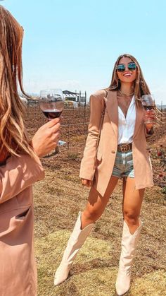 Brown Outfit With Black Shoes, Green Rodeo Outfit, Napa Winery Outfit Summer, Rock Concert Skirt Outfit, Cowgirl Boots Spring Outfit, Styling Cowboy Boots Women Winter, Rodeo Boots Women Outfit, Classy Cowgirl Boots Outfit, Blazer With Cowgirl Boots