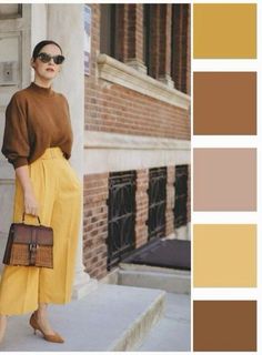 Color Combinations For Clothes Women, Yellow Pants, Fall Color Palette, Trendy Fall Outfits