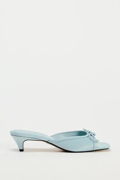 HEELED MULES WITH BOW - Blue | ZARA United States Hoco Heels, Baby Blue Heels, Summer Mules, Zara Heels, Kitten Heel Shoes, Blue Heels, Blue Sandals, Slides Shoes, Shoe Obsession