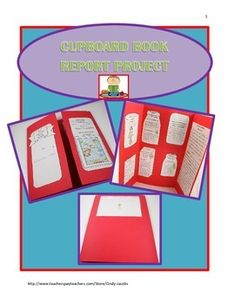 an image of a red book with the words cupboard book report project written on it