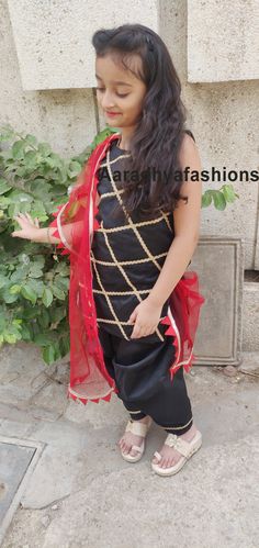 Fabric - Tapeta Package Details1 Kurta , 1 Patiala 1 Dupatta Contact us for size measurement. Black Lehenga, Salwar Dress, Dhoti Pants, Ethnic Dress, Kurta With Pants, Girls Clothing Sets, Salwar Suit, Clothing Sets