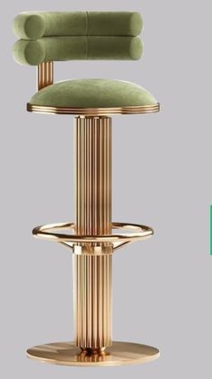 an image of a gold and green bar stool