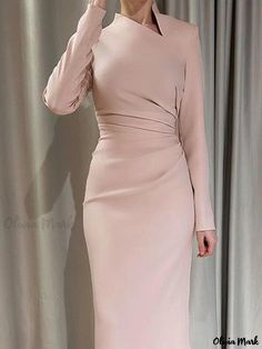 Olivia Mark - Beautiful Maxi Dress with Long Sleeve and Asymmetrical Design Elements Asymmetrical Maxi Dress, Soiree Dresses, Corporate Dress, Elegant Outfit Classy, Soiree Dress, Business Outfits Women, Beautiful Maxi Dresses, Elegant Dresses Classy, Elegant Maxi Dress