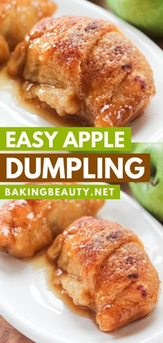 Learn how to make apple dumplings for the perfect Thanksgiving dessert! Add this to your easy dessert dumpling recipes and enjoy flaky apple dumplings chock-full of apples and topped with a sinful brown sugar butter sauce. What's not to love? My Few Apple Dumplings, Simple Apple Dumplings Recipe, Apple Dumplings With Pie Filling, Baked Apple Dumplings With Pie Crust, Fried Apple Desserts, Sprite Apple Dumplings, Easy Apple Dumplings With Crescent Rolls Pie Fillings, Pie Crust Apple Dumplings, Croissant Apple Dumplings