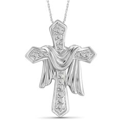 Your Faith Deserves to Be This Beautiful (& Close to Your Heart): With our JewelExcess sterling silver cross pendant your body and mind will be constantly reminded just how strong your faith is. Adorned with white or black diamonds, a heart charm, angel wings, or an infinity sign, your new silver cross necklace is a fashionable way to express your faith. Rope Chain Included - Durable & Long-Lasting: This silver cross necklace comes with an 18-inch rope chain, which is one of the most dur Silver Cross Necklace, Infinity Sign, Diamond Cross Necklaces, Sterling Silver Cross Pendant, Silver Cross Pendant, Diamond Cross Pendants, Diamond Cross, Sterling Silver Cross, Cross Pendant Necklace