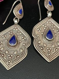 Afghanistan Afghan Sterling Silver Lapis Lazuli Earrings - Etsy Silver Lapis Lazuli Pierced Earrings, Handmade Lapis Lazuli Bohemian Earrings, Traditional Blue Pendant Earrings, Afghan Earrings, Handmade Clay Jewelry, Lapis Lazuli Earrings, Pacific Grove, Pretty Jewelry, Handmade Clay