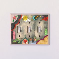 a decorative light switch plate cover is shown