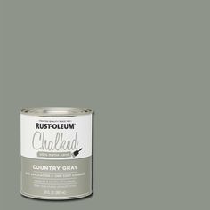 a gray paint can with the words, rustoleum chalked country gray on it