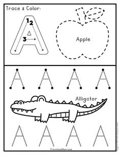 the worksheet for preschool to learn how to draw an apple and letter a