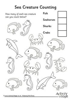 sea creature counting worksheet