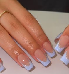 Blue Acrylic Nails, Fancy Nails Designs, Nagel Tips, Simple Gel Nails, Basic Nails, French Tip Acrylic Nails, Cute Gel Nails