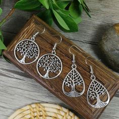 Pretty Silver Tree Of Life Earrings New 2 Pairs Of Earrings Bohemian, Minimalist, Nature Vibes Ships Within 1 Business Day. All Sales Are Final. Tags - Tree Of Life, Handmade, Unique, Bohemian, , Trendy, Summer, Fashion, Jewelry, Hippy, Minimalist Nature Eco Friendly Spiritual Trendy Summer Fashion, Hollow Tree, Antique Silver Earrings, Nature Vibes, Tree Of Life Earrings, Dinosaur Earrings, Boho Style Earrings, Punk Vintage, Link Earrings