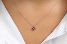 "Ruby Necklace / Genuine Ruby Necklace in 14k Gold / Unique Ruby and Diamond Pendant / July Birthstone / Push Present / Natural Ruby Jewelry The Rubie are Natural Genuine Rubie (NON-ENHANCED), also Available in other Gemstones, please inquire Item Details *Made to Order. *Gold Kt: 14K SOLID GOLD *Custom Gold Color: Rose Gold, Yellow Gold, White Gold *Diamond Cut: Round *Number of Diamond and Size: 1 Diamond 1.20MM *Gemstone and Cut: Natural Genuine Ruby / Marquise Cut *Ruby Marquise Size: 3pcs 4 Push Present, Ruby Necklace, Cluster Necklace, Star Ruby, Ruby Jewelry, July Birthstone, Elegant Necklaces, Natural Ruby, Marquise Cut