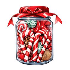 a jar filled with lots of candy canes