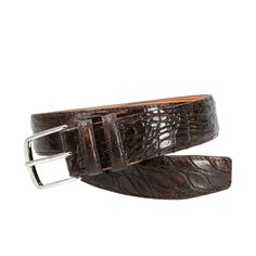 CARMINA BELT IN BROWN CROCODILE LEATHER 35MM Luxury Crocodile Pattern Belt For Business, Luxury Business Belt With Crocodile Pattern, Elegant Leather Belt With Crocodile Pattern, Luxury Leather Belt With Crocodile Pattern, Luxury Leather Belt Buckles With Crocodile Pattern, Crocodile Leather Belt, Cordovan Shoes, Exclusive Shoes, Suede Belt