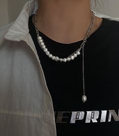 Length (CM) 45 -Extends 5.5cm Droplet Necklace, Silver Pearls, White Pearl, Pearl White, Silver Chain, Chain, Silver, White