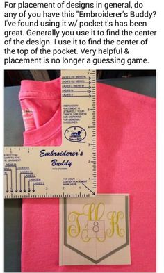 a pink shirt with a ruler next to it