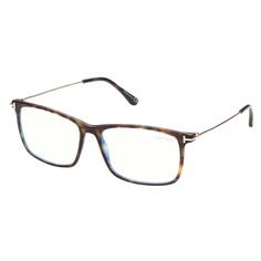 Tom Ford FT5758-B 052 Spotted Havana/Gold/Clear Blue Light Block Lens 54mm Clear Eyeglasses, Tortoise Glasses, Ford Accessories, Men's Toms, Mens Glasses, Cleaning Cloth, Brown Gold, Blue Light, Tom Ford