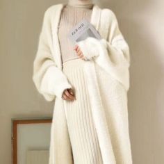 #ad Great Shopping White Cardigan for Women Winter Clothes Knitted Fluffy Long Sleeve Sweater Coat, Fashion Women's Sweaters Long White Cardigan, Gilet Long, Winter Vest, Knitting Women Cardigan, Cardigan Sweater Coat, Cardigan Long, Winter Clothes, Winter Outfits Women, Cashmere Cardigan