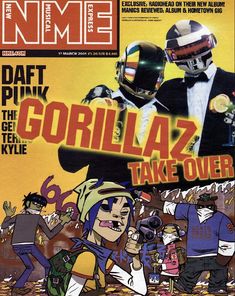 a magazine cover with an image of two people in suits and helmets on the cover