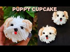 there is a small dog made out of cupcakes