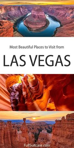 the cover of most beautiful places to visit from las vegas, with an image of canyons in the background