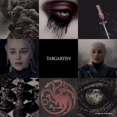 game of thrones collage with the characters and their names on it, including targaryn