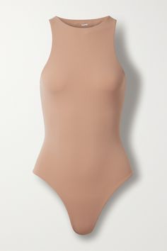 SKIMS' 'Fits Everybody' bodysuit has earned cult status thanks to the way it hugs and sculpts the figure. It's made from double-layered stretch satin-jersey and has a seamless thong back which appears invisible under clothing. Fitted High Cut Smoothing Bodysuit, Smoothing Fitted High Cut Bodysuit, Smoothing Fitted High-cut Bodysuit, Fitted Bodysuit With Moderate Back Coverage, Fitted Bodysuit With Boning, Fitted Backless Bodysuit With Moderate Back Coverage, Fitted High Cut Bodysuit With Boning, Fitted High-cut Bodysuit With Boning, Smoothing Fitted Backless Leotard