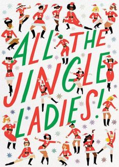 the cover of all the jungle ladies'christmas album, featuring cheerleaders in red and green