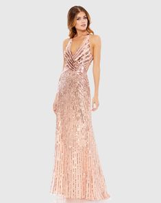 Sleeveless Faux Wrap Sequin Embellished Cut Out Back Mac Duggal Dresses, Military Ball, Sequin Gown, Mac Duggal, Mesh Overlay, Tea Length Dresses, Out Back, Classy Dress, Guest Dresses