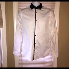 This Black & White Dress Shirt Is Perfect For Special Events Such As Weddings, Religious Events, Dances, Graduations, And Parties! In Excellent Condition! 97% Cotton 3% Spandex White Dress Shirt, Black And White Dress, Black White Dress, Black N White Dress, White Shirt Dress, Mens Shirt Dress, Karl Lagerfeld, Dress Shirt, Special Events