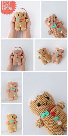 there are many pictures of teddy bears made out of crochet